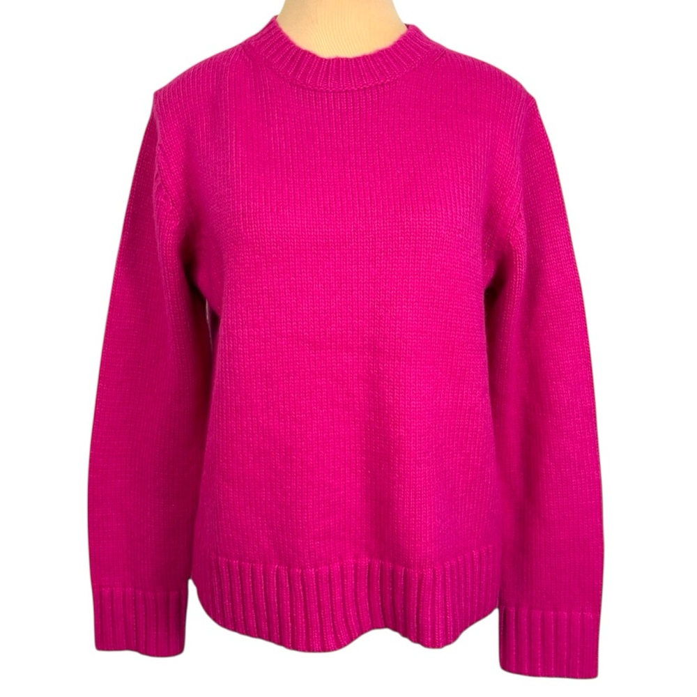 NWT Ann Taylor Fuchsia Pink Crew Neck Sweater Ribbed Hem Size S Classic